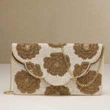 Load image into Gallery viewer, Gold & Ivory Elegant Evening Purse with Chain