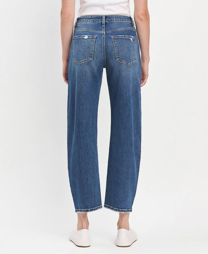 High Rise Ankle Barrel Jeans