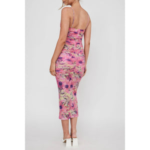 FLORAL PRINT MESH DRESS