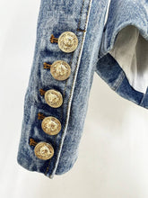 Load image into Gallery viewer, Belted Washed Denim Blazer