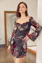 Load image into Gallery viewer, Velvet Burnout Dress w/ Bell Sleeve