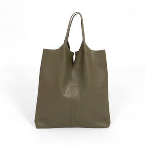 Sarta Pelle - Paloma Italian Leather Shoulder Bag- Khaki, Pebbled