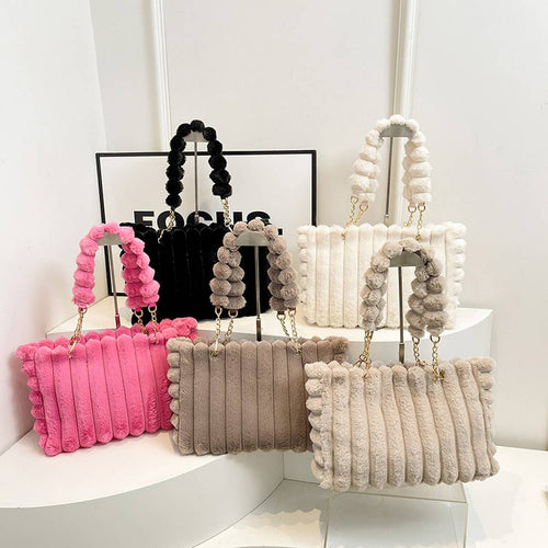 ACCITY - WINTER FASHIONABLE ALL-MATCH FUR BALL SHOULDER BAG_CWAB3986