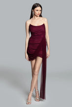 Load image into Gallery viewer, Ruched Mesh Strapless Dress