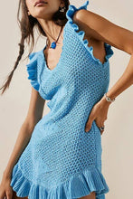 Load image into Gallery viewer, Ruffle Crochet Dress in Blue