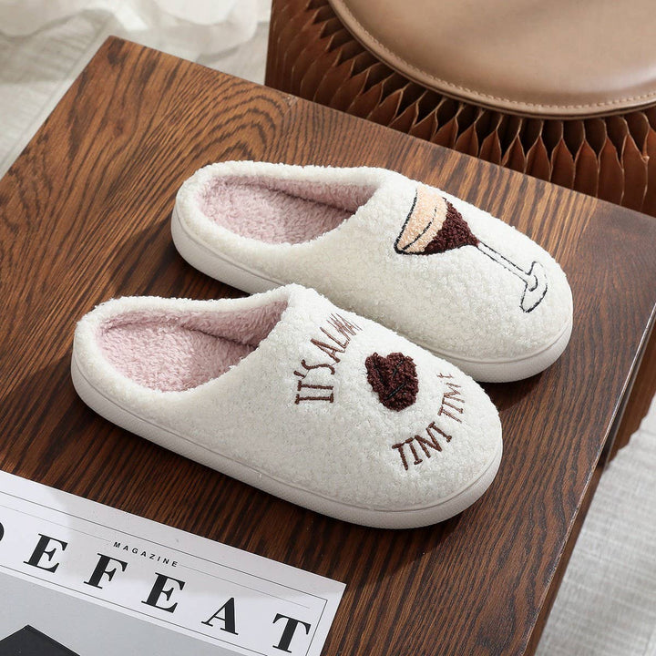 ACCITY - Cozy Martini Slippers Soft Fuzzy Home Footwear_CWSHF00245