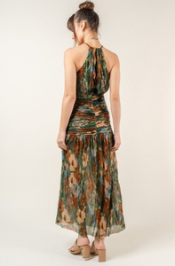 Ruched Metallic Holiday Maxi