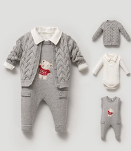 Load image into Gallery viewer, Nipperland - Cotton Baby Outfit – 3-Piece Set with Teddy Bear Embroidery