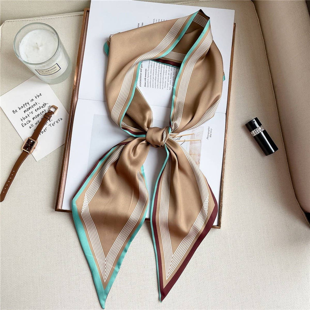 ACCITY - THIN SIMPLE GEOMETRIC LONG SILK HEAD SCARF_CWASC1521