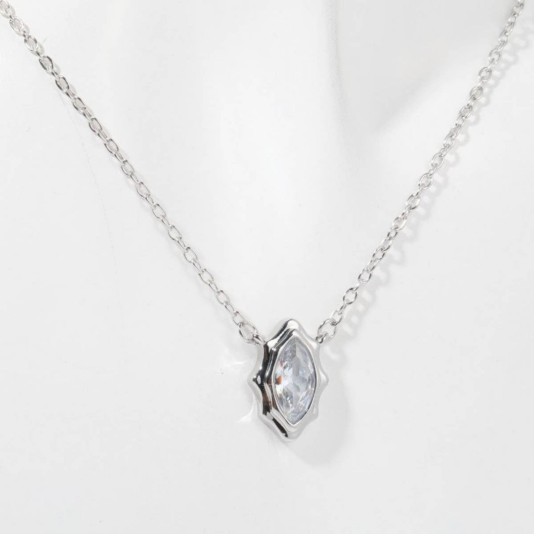 ACCITY - Zirconia Oval Round Pendant Necklace_CWMM5291