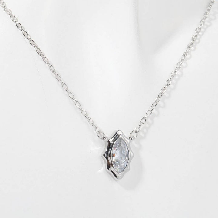 ACCITY - Zirconia Oval Round Pendant Necklace_CWMM5291