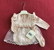 Load image into Gallery viewer, Nipperland - Knit Baby Dress with Lace Accents &amp; Matching Knitted Socks
