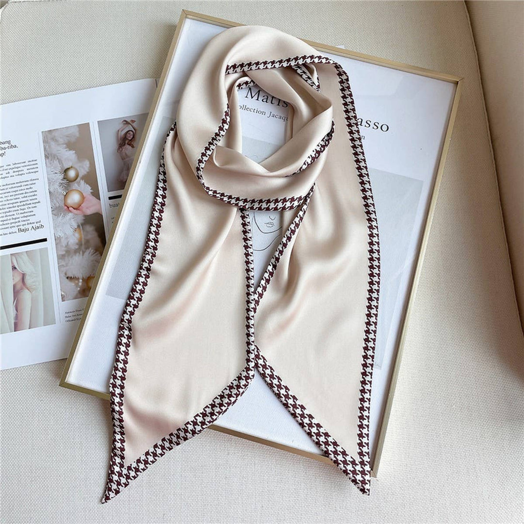 ACCITY - THIN SIMPLE GEOMETRIC LONG SILK HEAD SCARF_CWASC1521