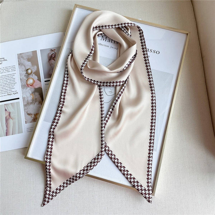 ACCITY - THIN SIMPLE GEOMETRIC LONG SILK HEAD SCARF_CWASC1521