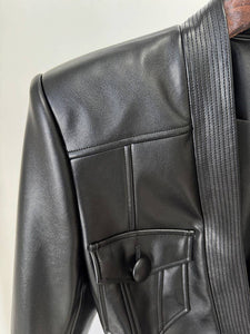Belted Faux Leather Jacket