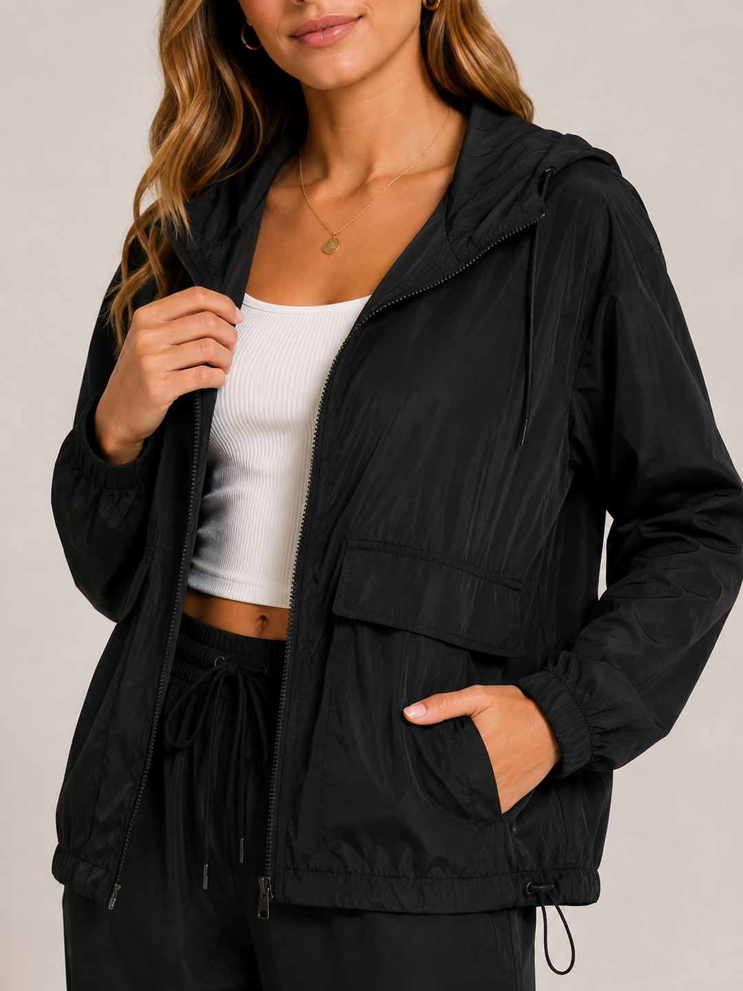 Zip Front Hooded Jacket