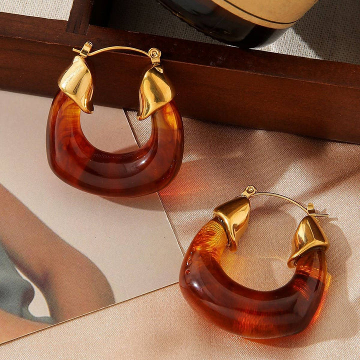 ACCITY - RETRO STYLE STAINLESS STEEL GOLD-PLATED EARRINGS_CWMM3657