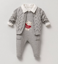Load image into Gallery viewer, Nipperland - Cotton Baby Outfit – 3-Piece Set with Teddy Bear Embroidery