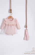 Load image into Gallery viewer, Nipperland - Knit Baby Dress with Lace Accents &amp; Matching Knitted Socks