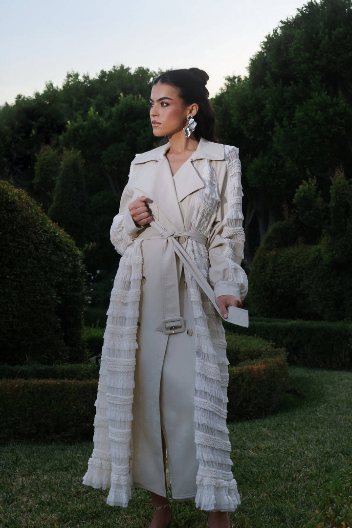 Mixed Media Chiffon Trench Coat