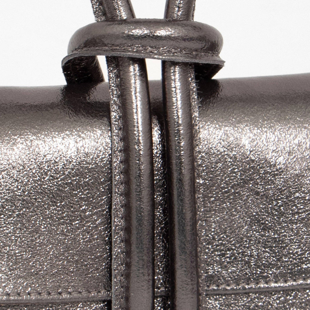 Trixie Italian Leather Wristlet Clutch Bag Gun Metal