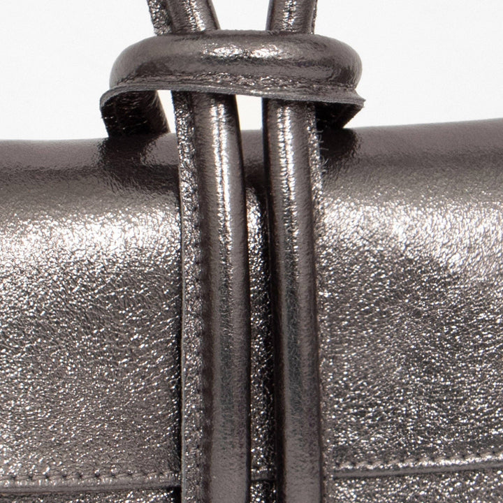 Trixie Italian Leather Wristlet Clutch Bag Gun Metal