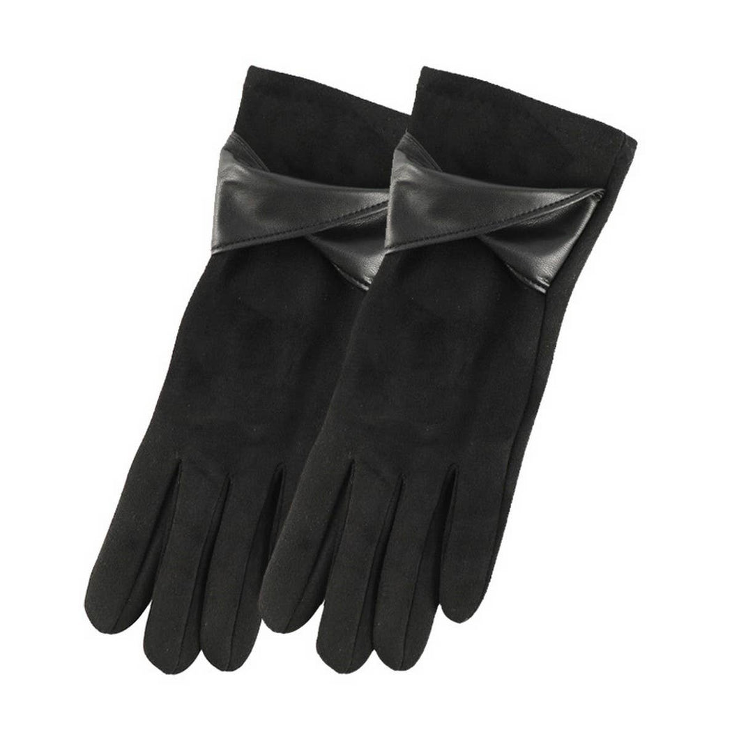 Bow Faux Suede Gloves