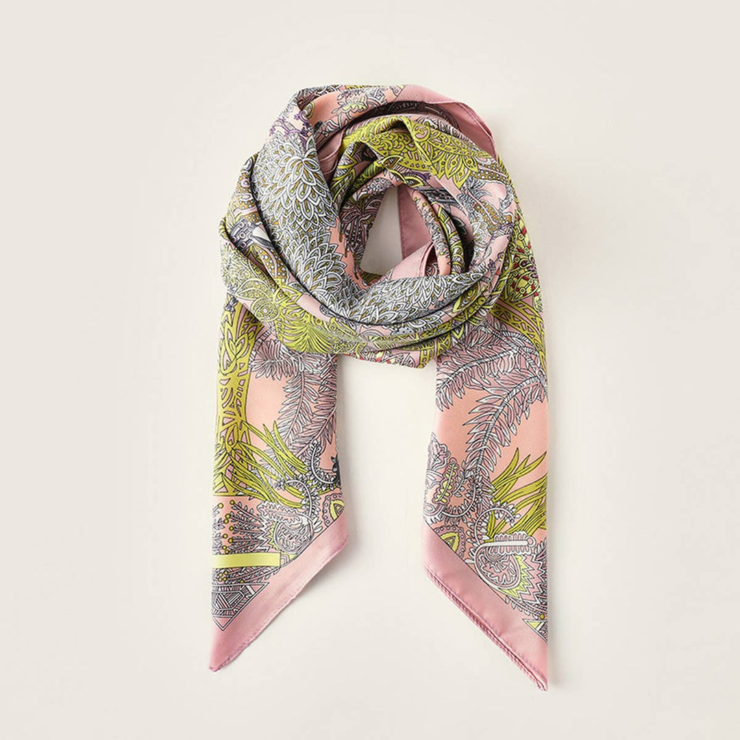 ACCITY - Vintage French Print Scarf – 90cm Silk Feel Square_CWASC0172