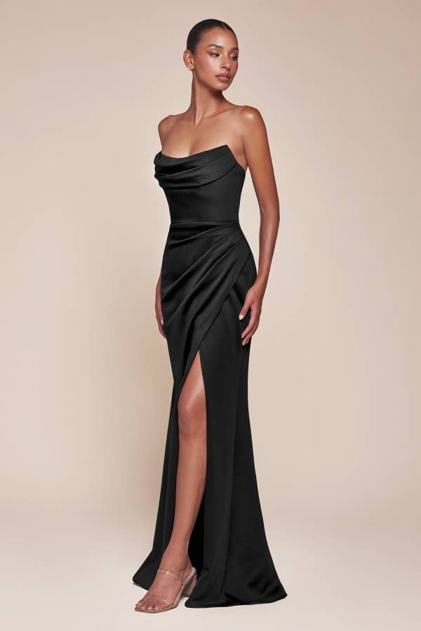 STRAPLESS FITTED GOWN *multiple colors*