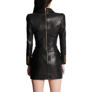 Faux Leather Suit Dress
