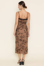 Load image into Gallery viewer, LACE BURN OUT VELVET FLORAL MESH MIDI DRESS