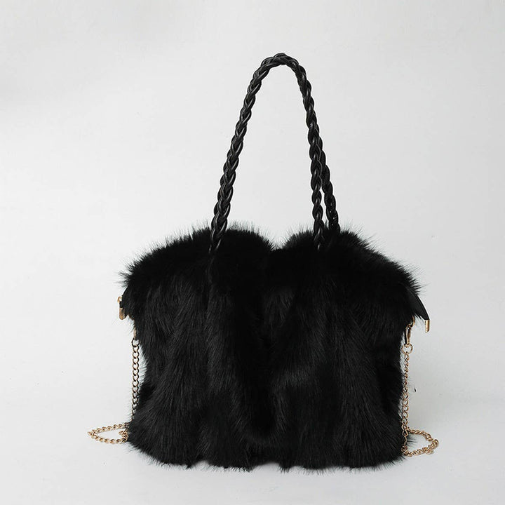 ACCITY - WINTER FASHION PLEATED FAUX FOX FUR PLUSH BAG_CWAB3921