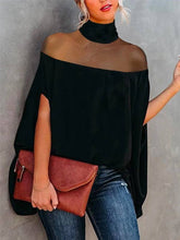 Load image into Gallery viewer, VividLux - Batwing Sleeves See-Through High-Neck Blouses&amp;Shirts Tops