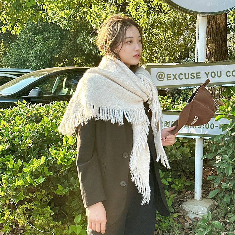ACCITY - Knit Triangle Shawl Wrap