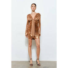 Load image into Gallery viewer, INA - Shimmer Ruched Tie-Front Bodycon Mini Dress