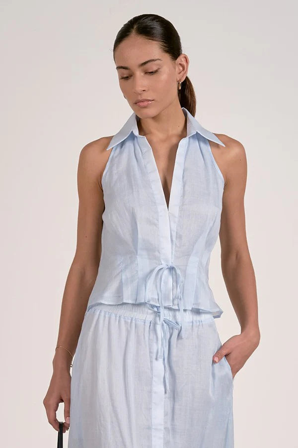 Light Blue Tie Top