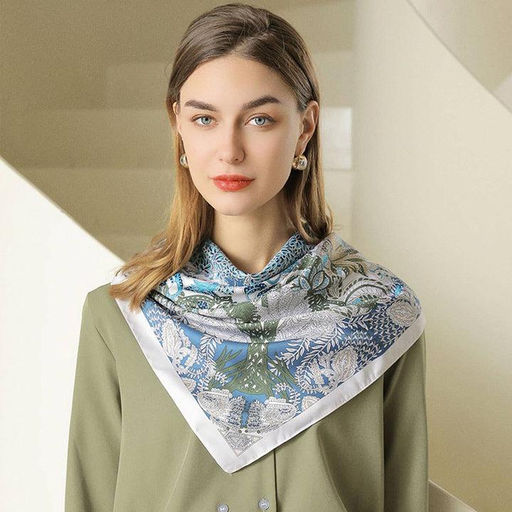 ACCITY - Vintage French Print Scarf – 90cm Silk Feel Square_CWASC0172