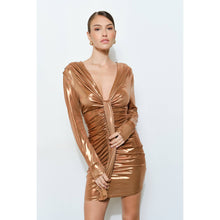 Load image into Gallery viewer, INA - Shimmer Ruched Tie-Front Bodycon Mini Dress