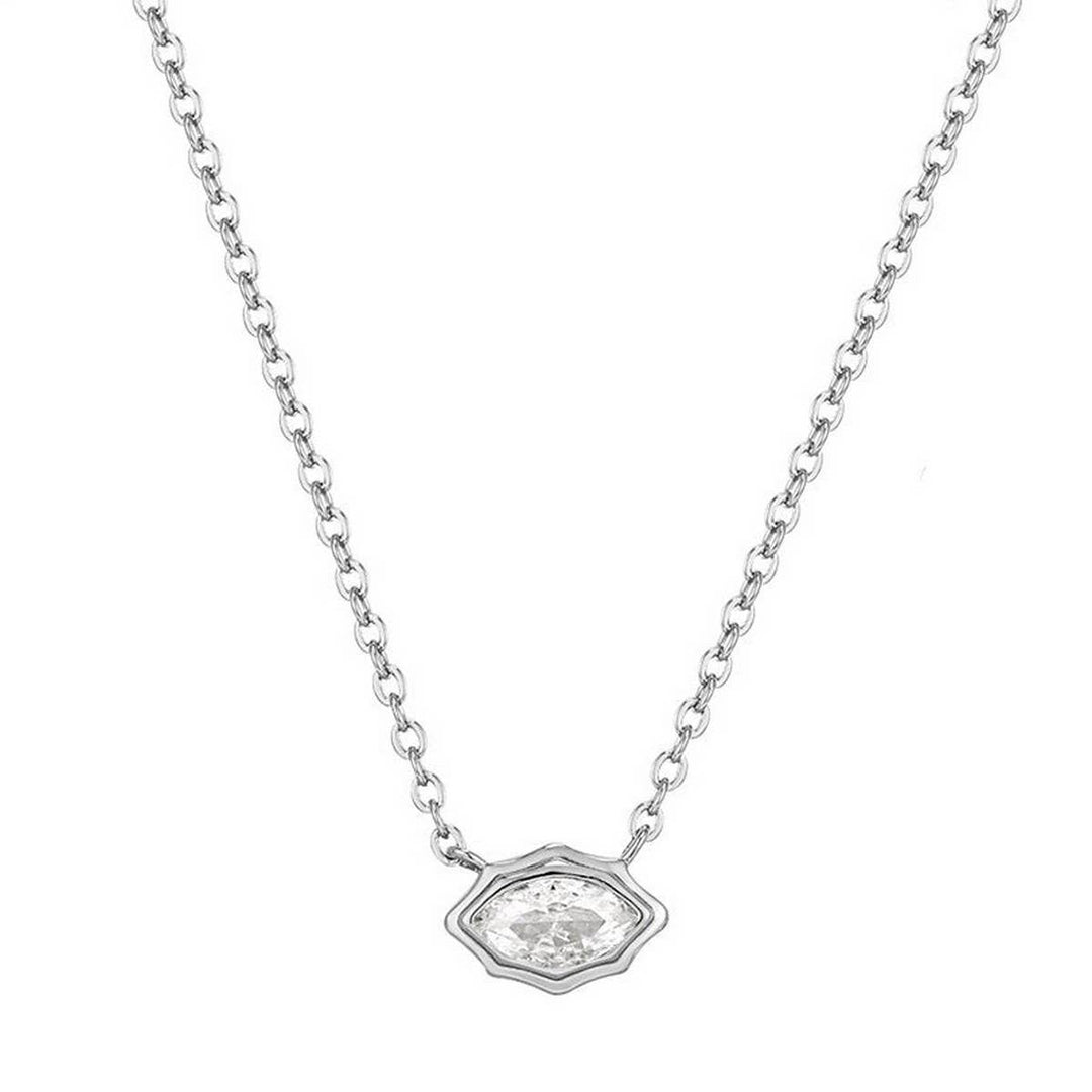 ACCITY - Zirconia Oval Round Pendant Necklace_CWMM5291