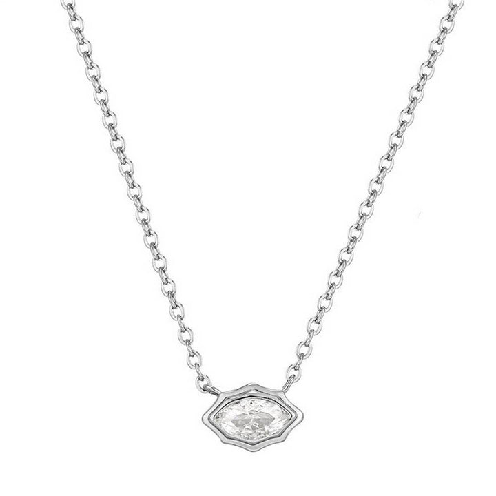 ACCITY - Zirconia Oval Round Pendant Necklace_CWMM5291
