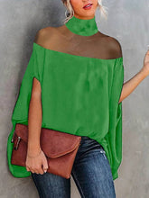 Load image into Gallery viewer, VividLux - Batwing Sleeves See-Through High-Neck Blouses&amp;Shirts Tops