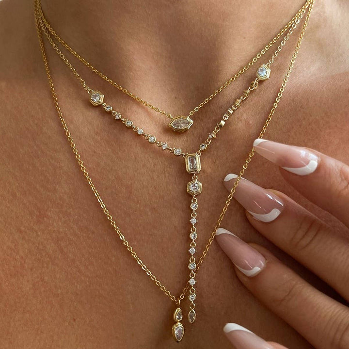 ACCITY - Zirconia Oval Round Pendant Necklace_CWMM5291