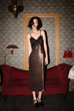 Load image into Gallery viewer, Lace Trimmed Sequin Slip Dress