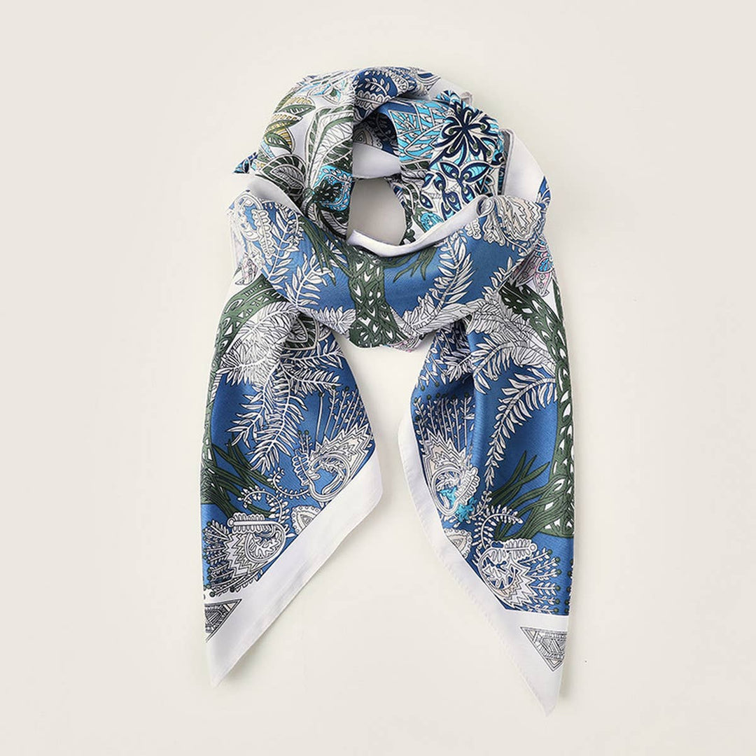 ACCITY - Vintage French Print Scarf – 90cm Silk Feel Square_CWASC0172