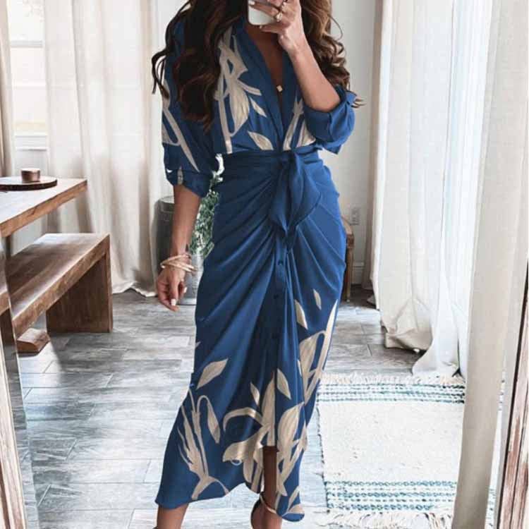 V-Neck High-Waisted Dress