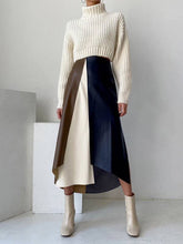 Load image into Gallery viewer, OceanusSwim - A-Line High Waisted Asymmetric Contrast Color Split-Front Skirts Bottoms