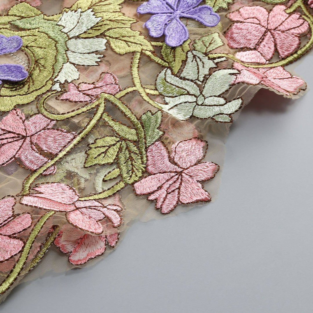 Floral Embroidered Strapless Dress