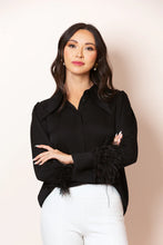 Load image into Gallery viewer, Black Silk Blouse with Feathers