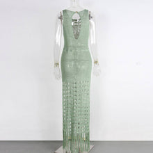 Load image into Gallery viewer, Cut-Out Lace-Up Fringed Beach Maxi Dress