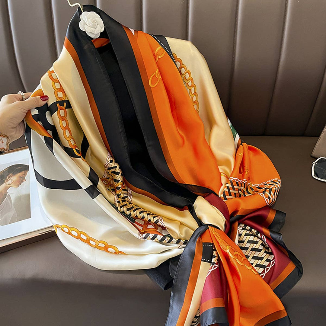 ACCITY - French Style Long Satin Scarf for Fall Layering_CWASC0533